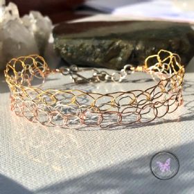 Three Tone Wire Crochet Bracelet